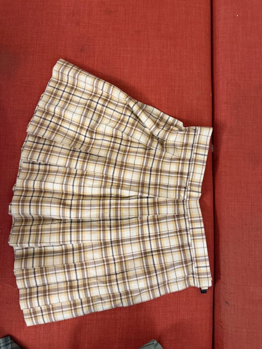 Plaid JK School Pleated Mini Skirt - Beige